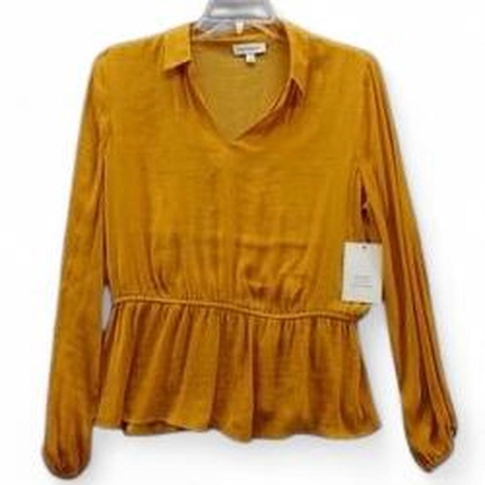 Calligraphe Mustard Peplum Blouse – Size M - Picture 3 of 7